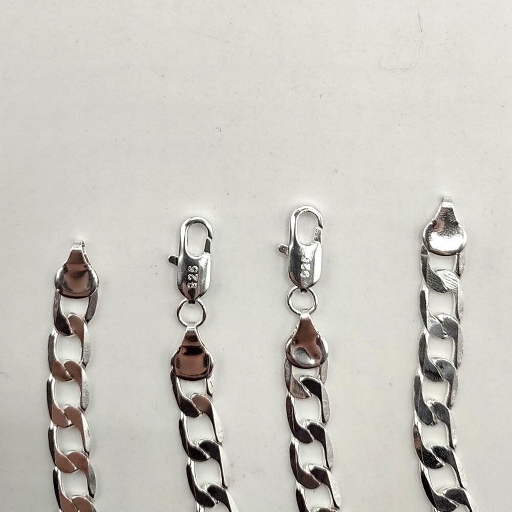 925 Silver Necklace & Bracelet Cuban Fashion Set Anniversary Birthday Gift NEW